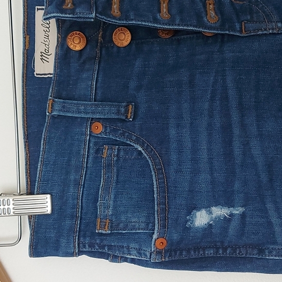 Madewell 10" High-Rise Skinny Distressed Raw Hem Medium Wash Size 26 - Picture 6 of 10